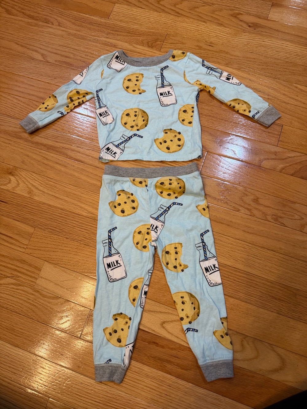 Mud Pie Baby Boys Light Blue Milk & Cookie Print Pajama Set